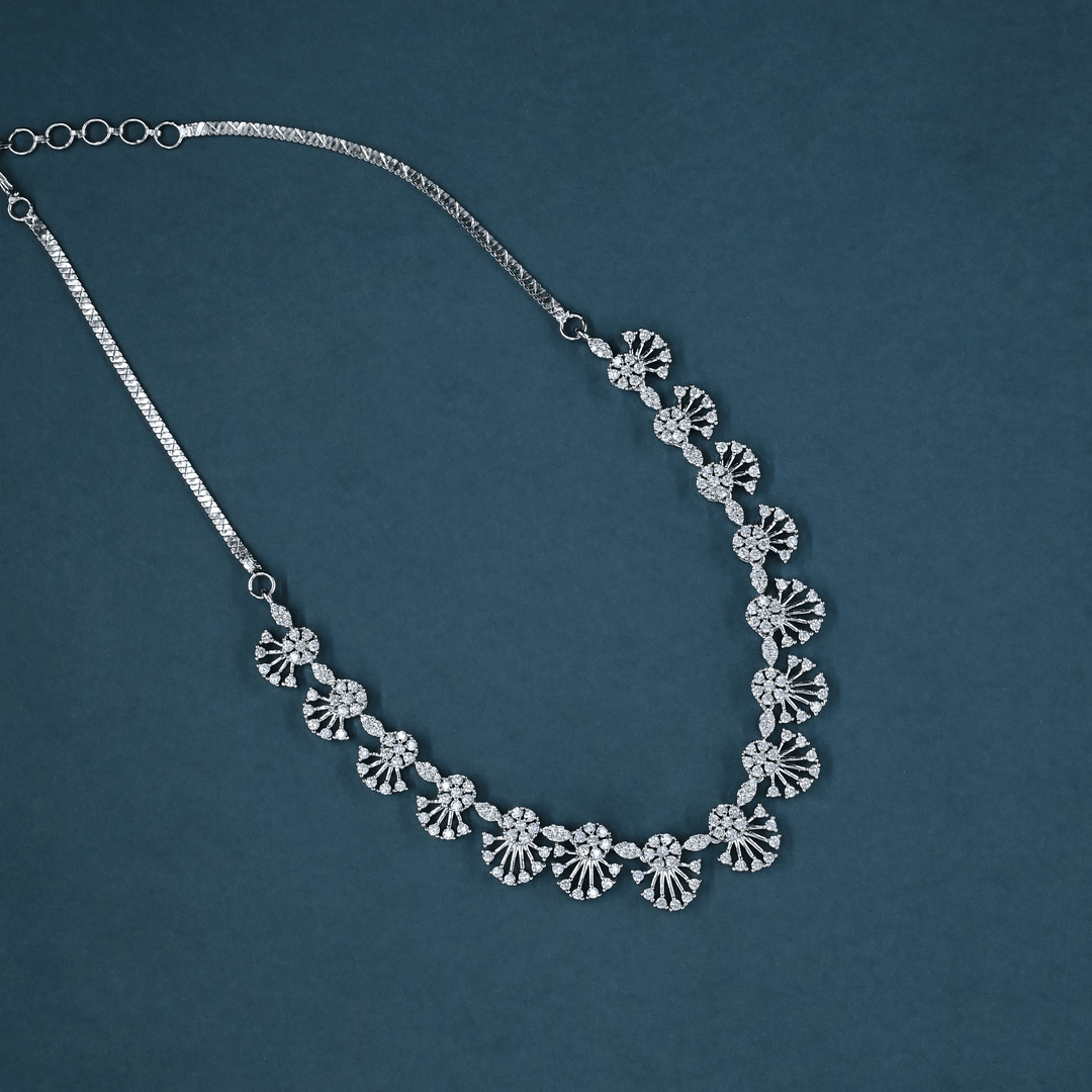 CZ White Rhodium Necklace Set