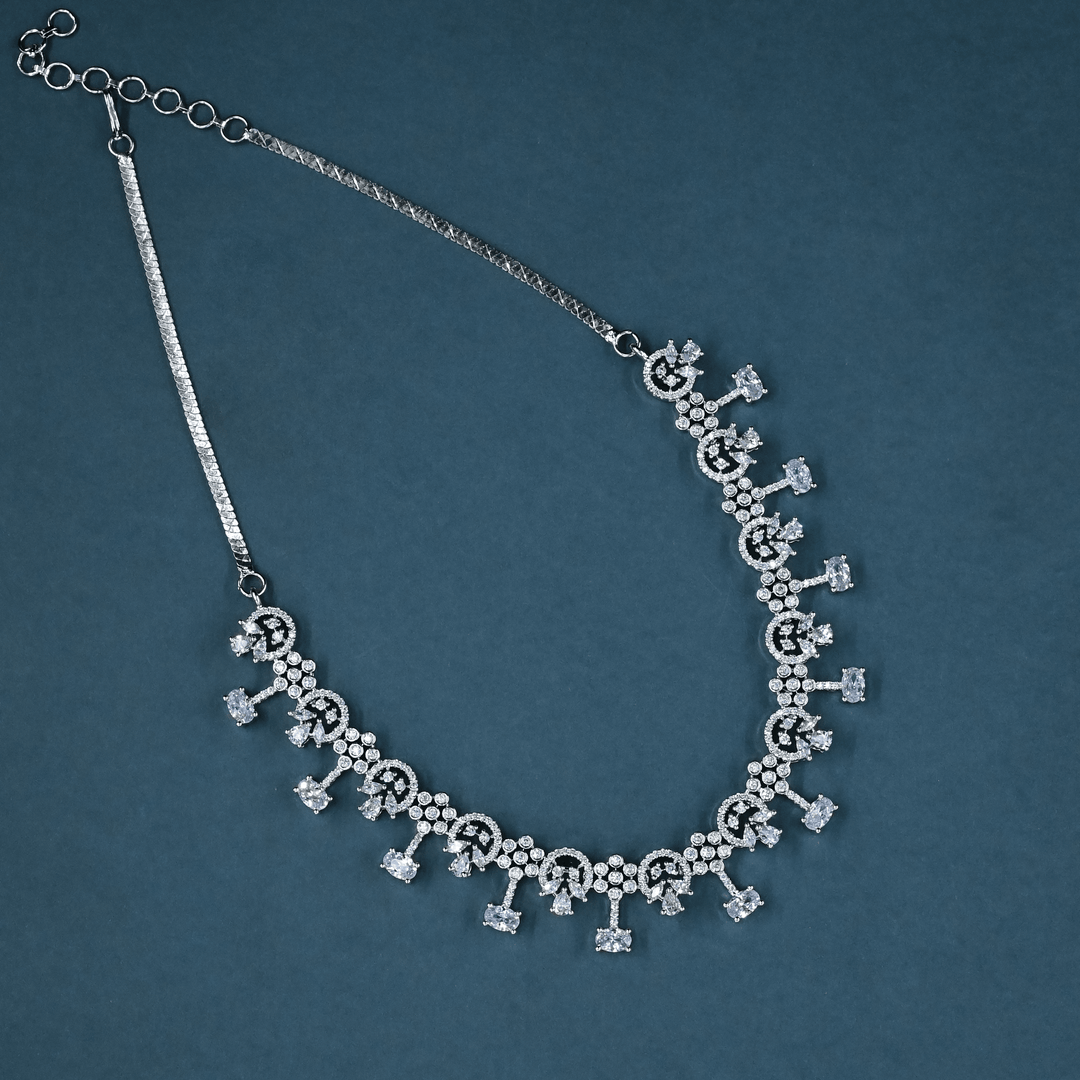 CZ White Rhodium Necklace Set