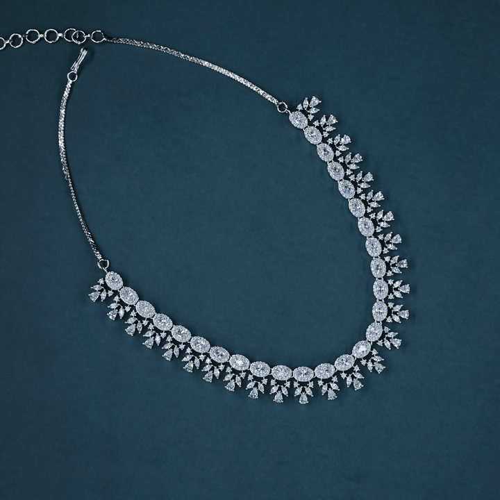 CZ White Rhodium Necklace Set