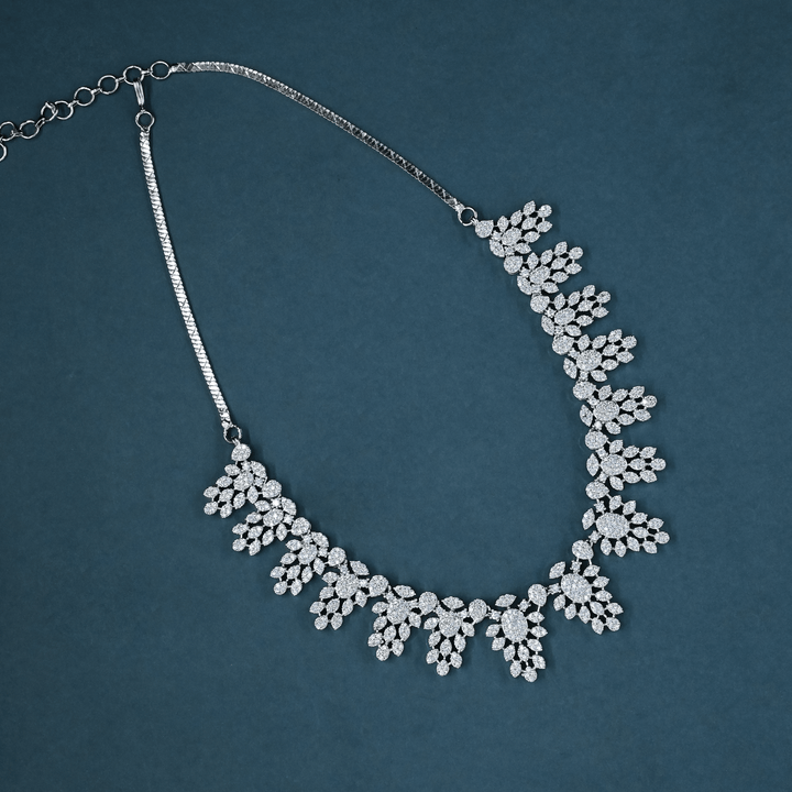 CZ White Rhodium Necklace Set