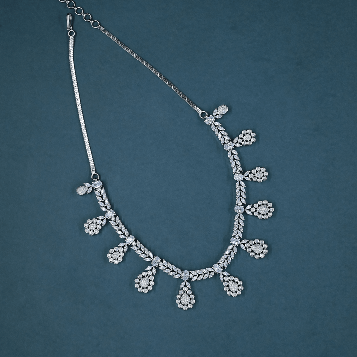 CZ White Rhodium Necklace Set