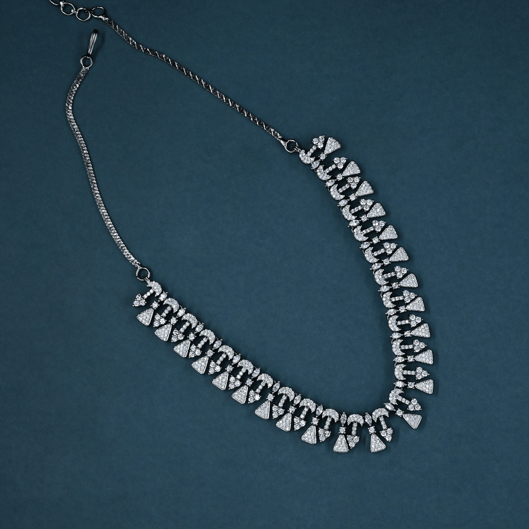 CZ White Rhodium Necklace Set