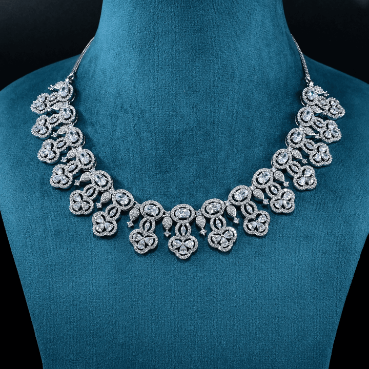 CZ White Rhodium Necklace Set