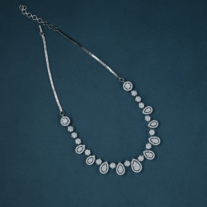 CZ White Rhodium Necklace Set