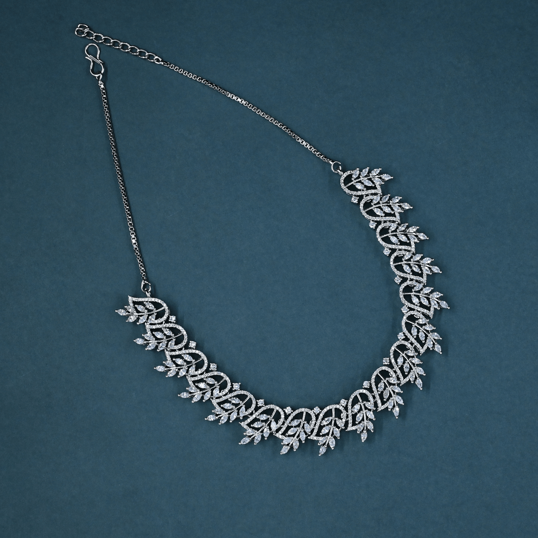 CZ White Rhodium Necklace Set