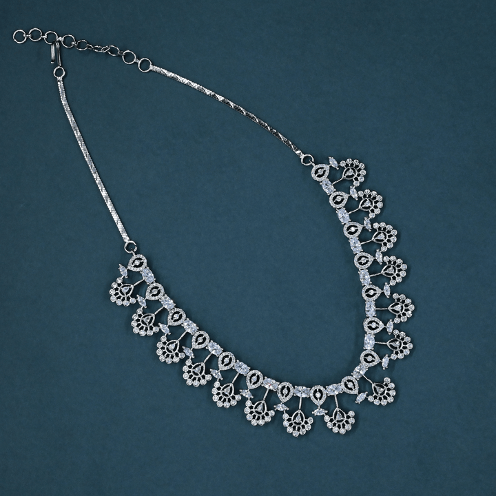 CZ White Rhodium Necklace Set