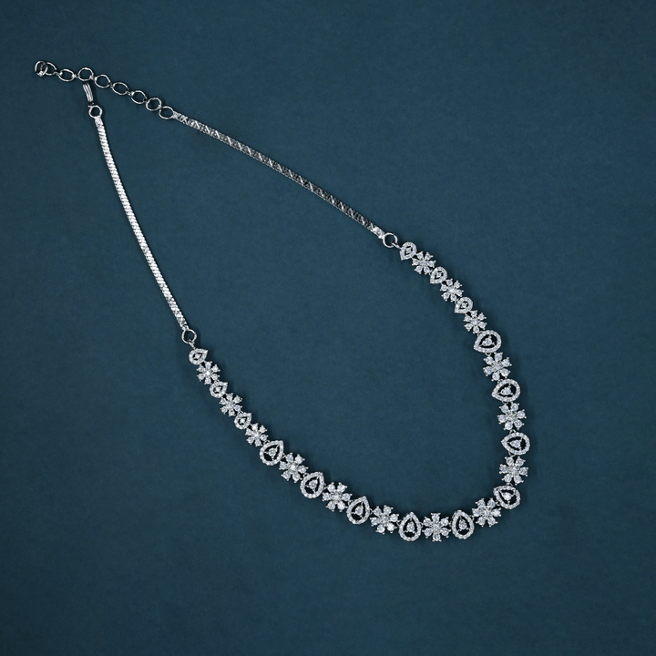 CZ White Rhodium Necklace Set