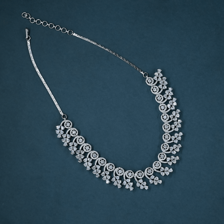 CZ White Rhodium Necklace Set