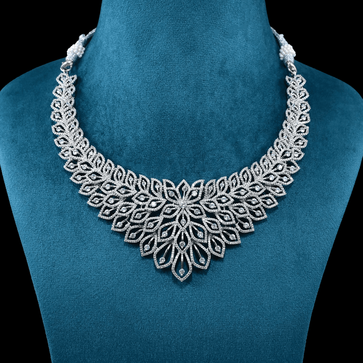 CZ White Rhodium Necklace Set