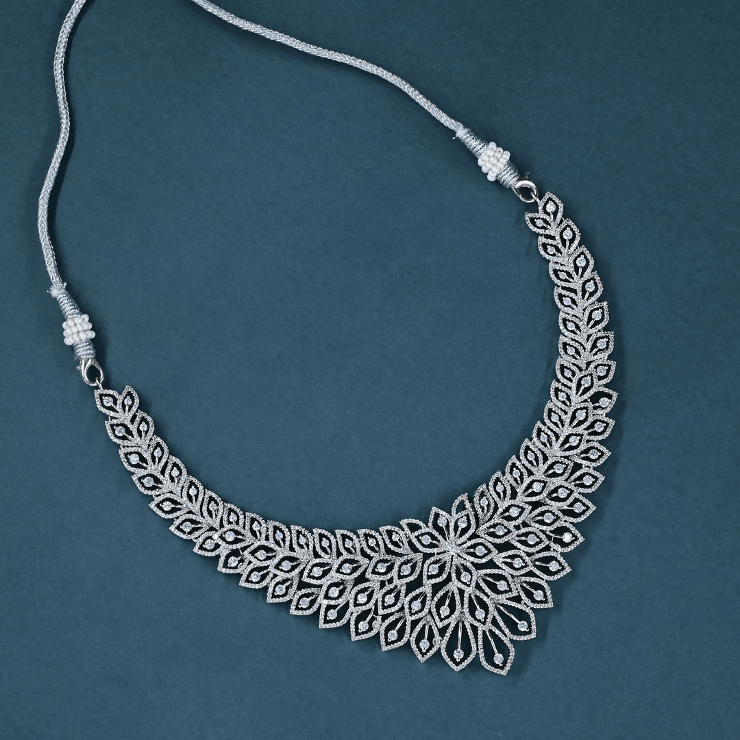 CZ White Rhodium Necklace Set