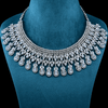 CZ White Rhodium Heavy Necklace Set