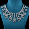 CZ White Rhodium Heavy Necklace Set