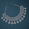 CZ White Rhodium Heavy Necklace Set