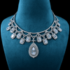 CZ White Rhodium Heavy Necklace Set