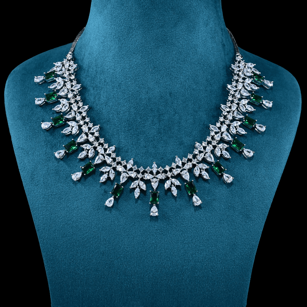 CZ White Rhodium Necklace Set