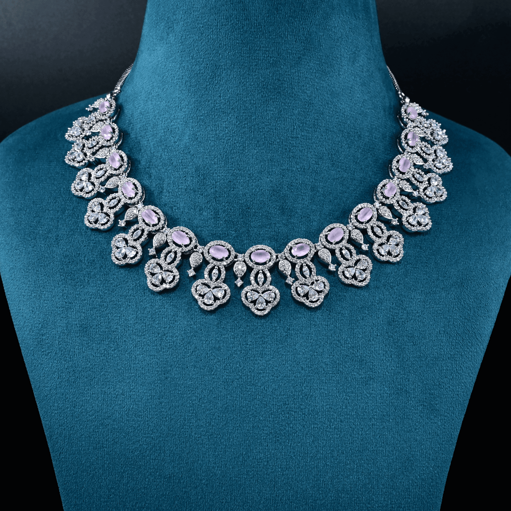 CZ White Rhodium Necklace Set