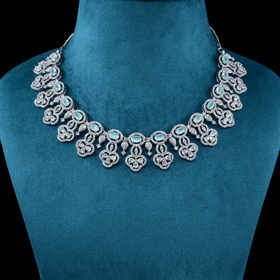 CZ White Rhodium Necklace Set