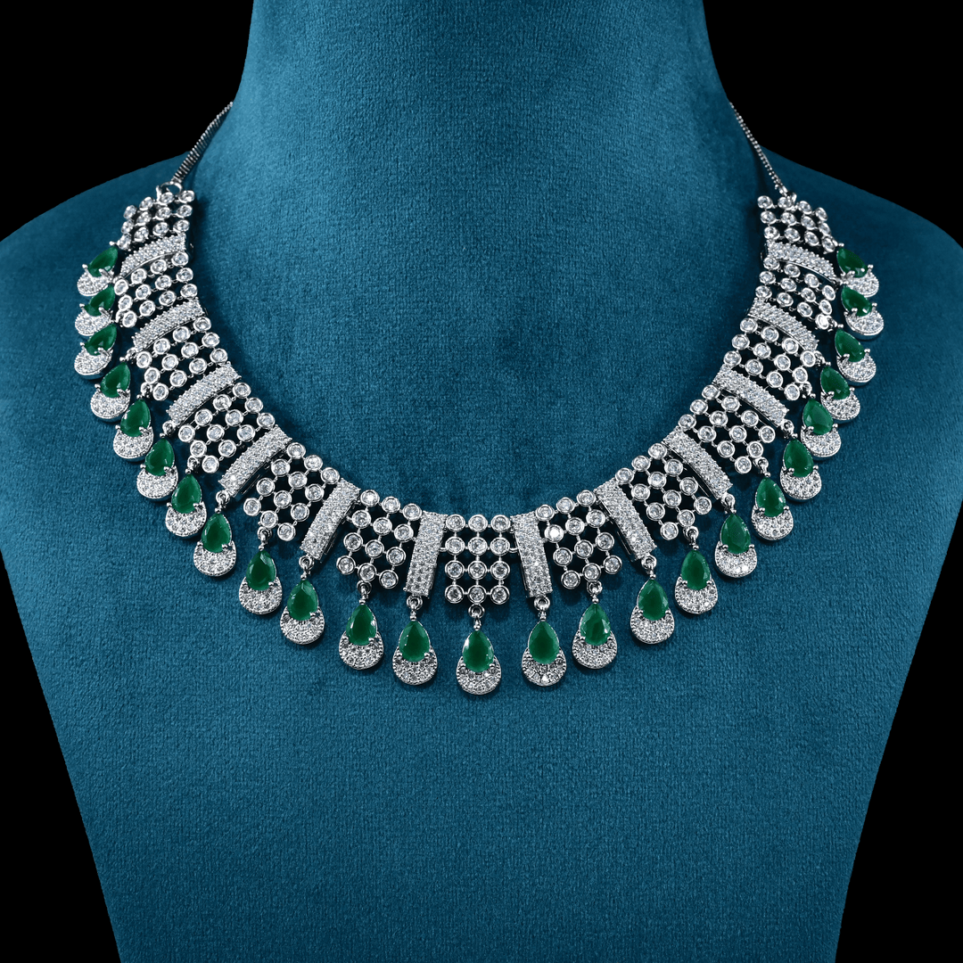 CZ White Rhodium Necklace Set