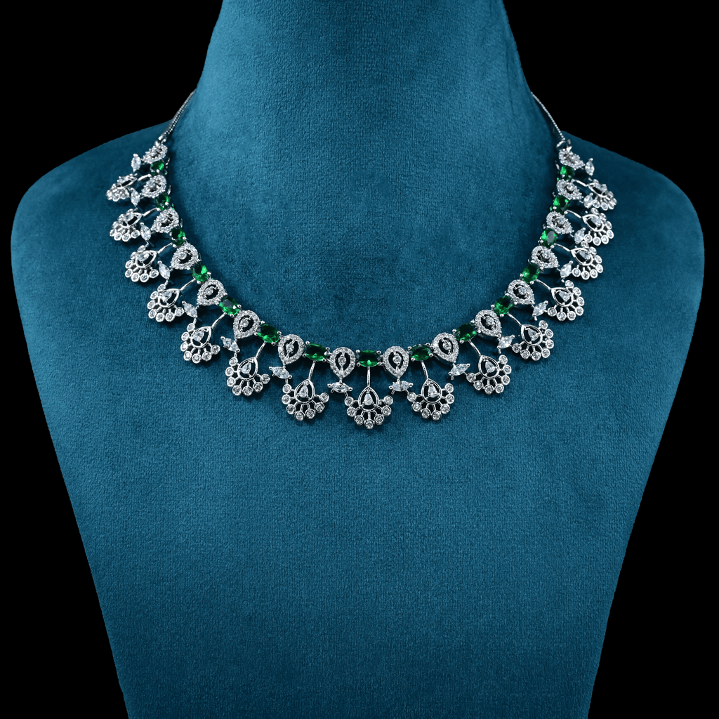 CZ White Rhodium Necklace Set