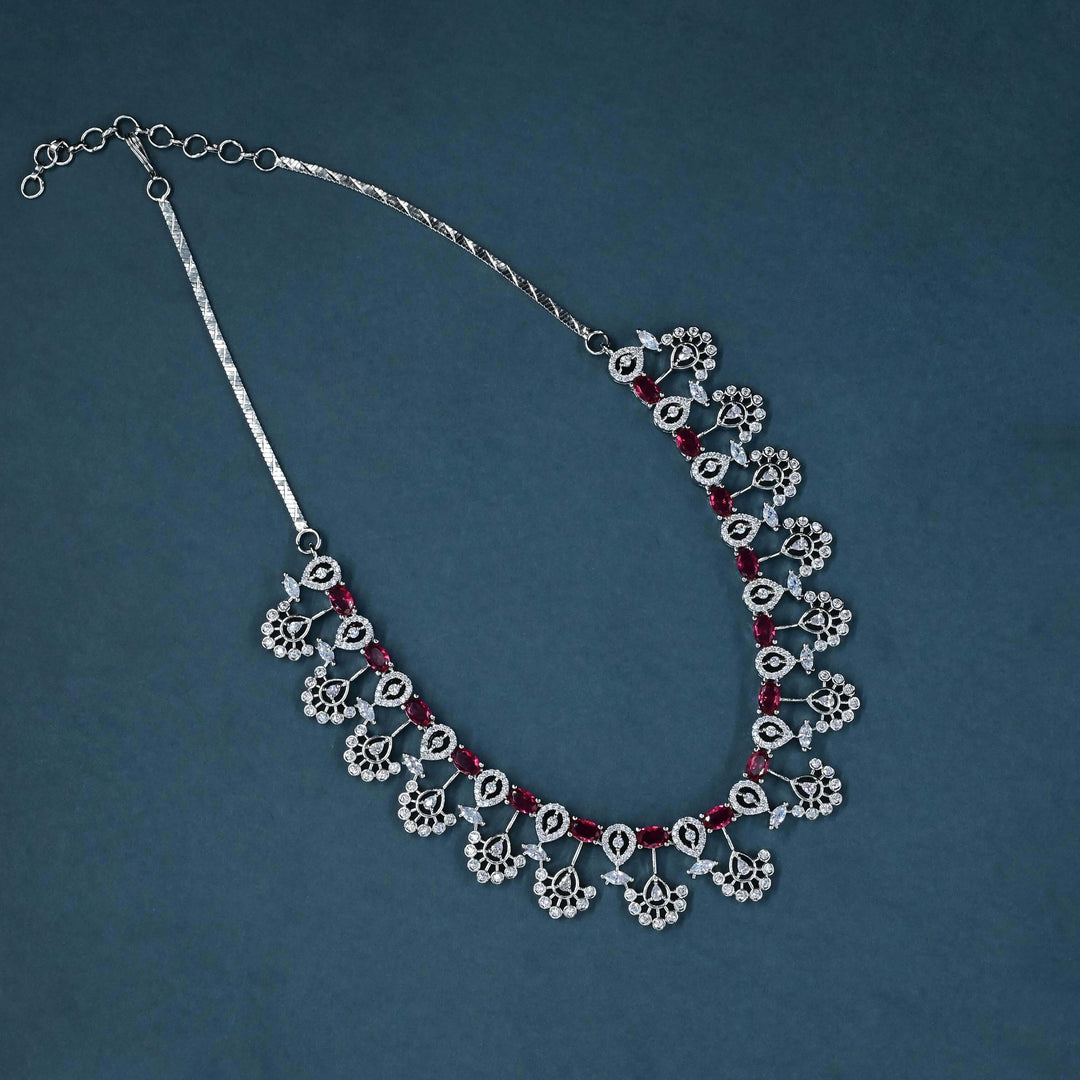 CZ White Rhodium Necklace Set