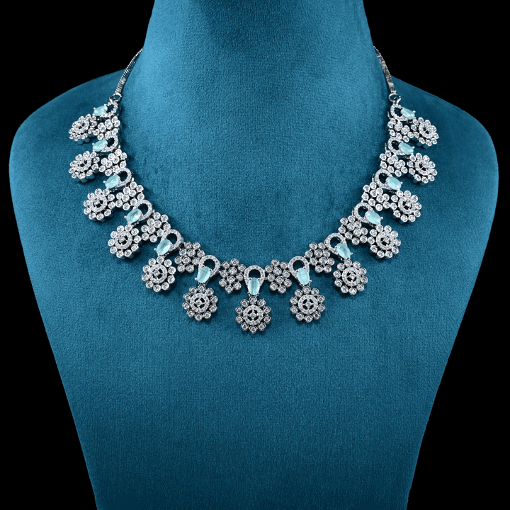 CZ White Rhodium Necklace Set