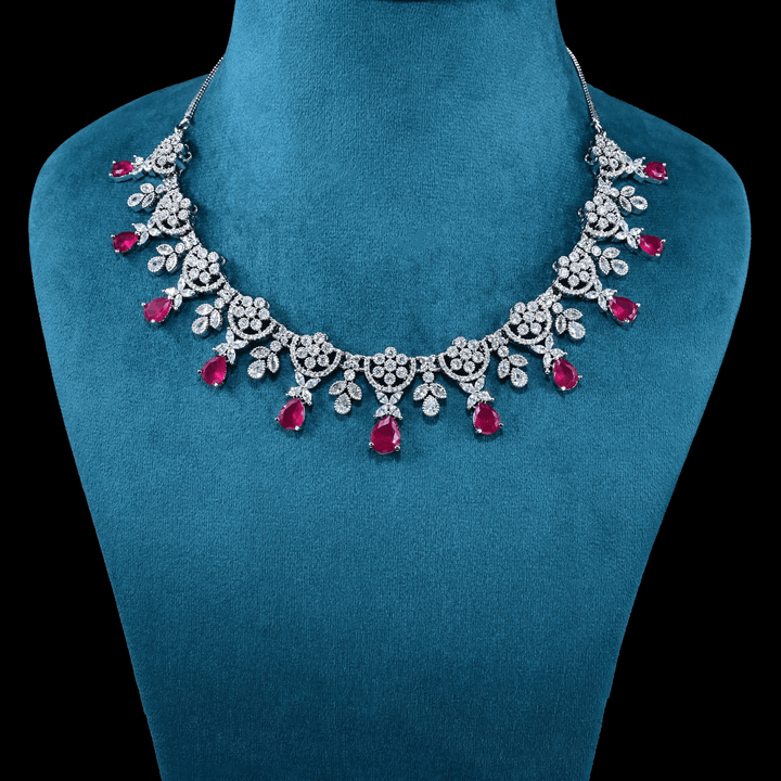 CZ White Rhodium Necklace Set