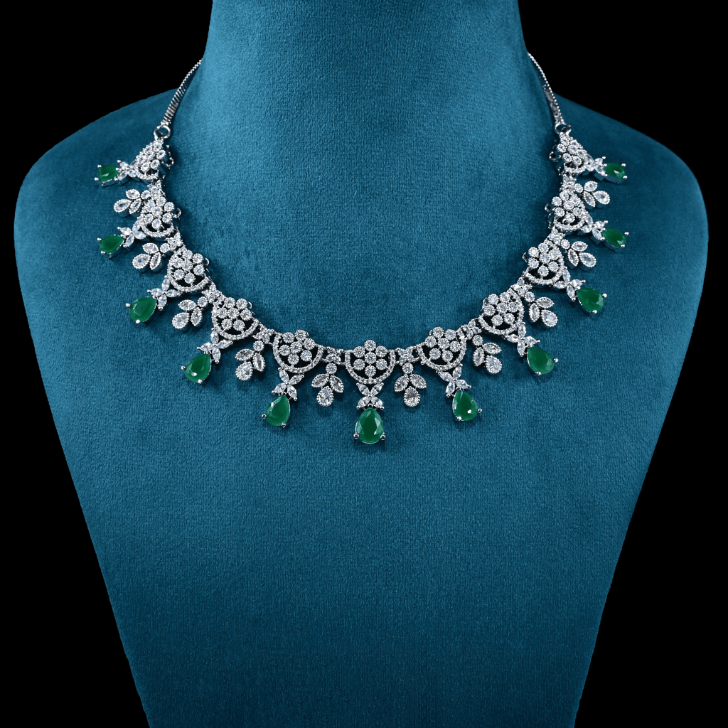 CZ White Rhodium Necklace Set