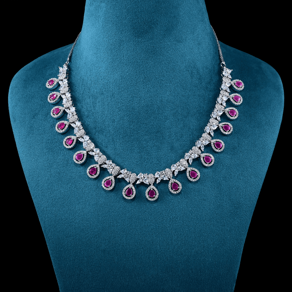 CZ White Rhodium Necklace Set