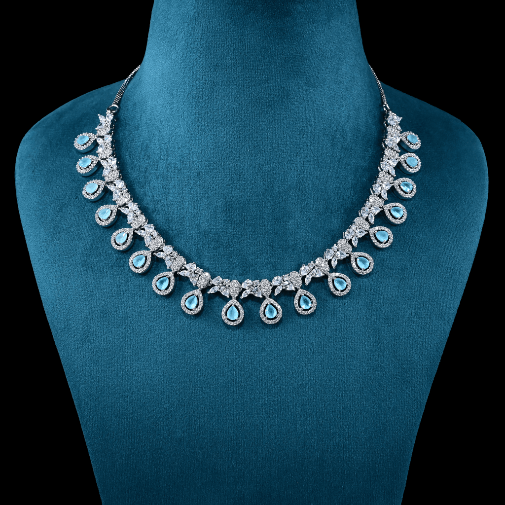 CZ White Rhodium Necklace Set