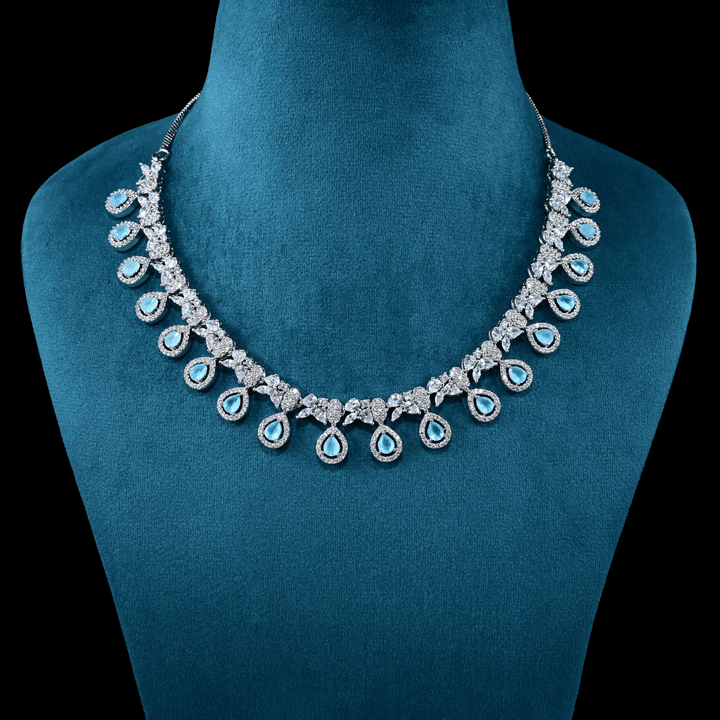 CZ White Rhodium Necklace Set