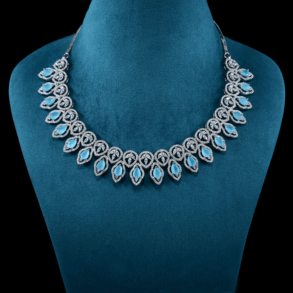 CZ White Rhodium Necklace Set