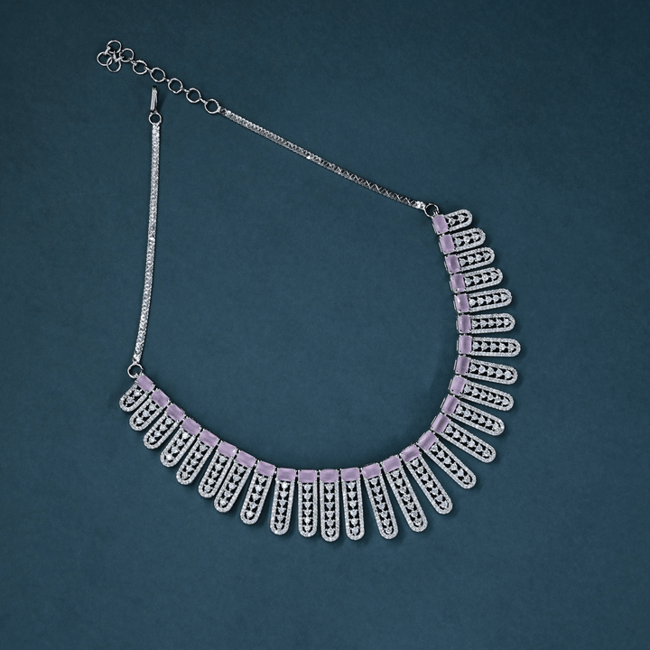 CZ White Rhodium Necklace Set