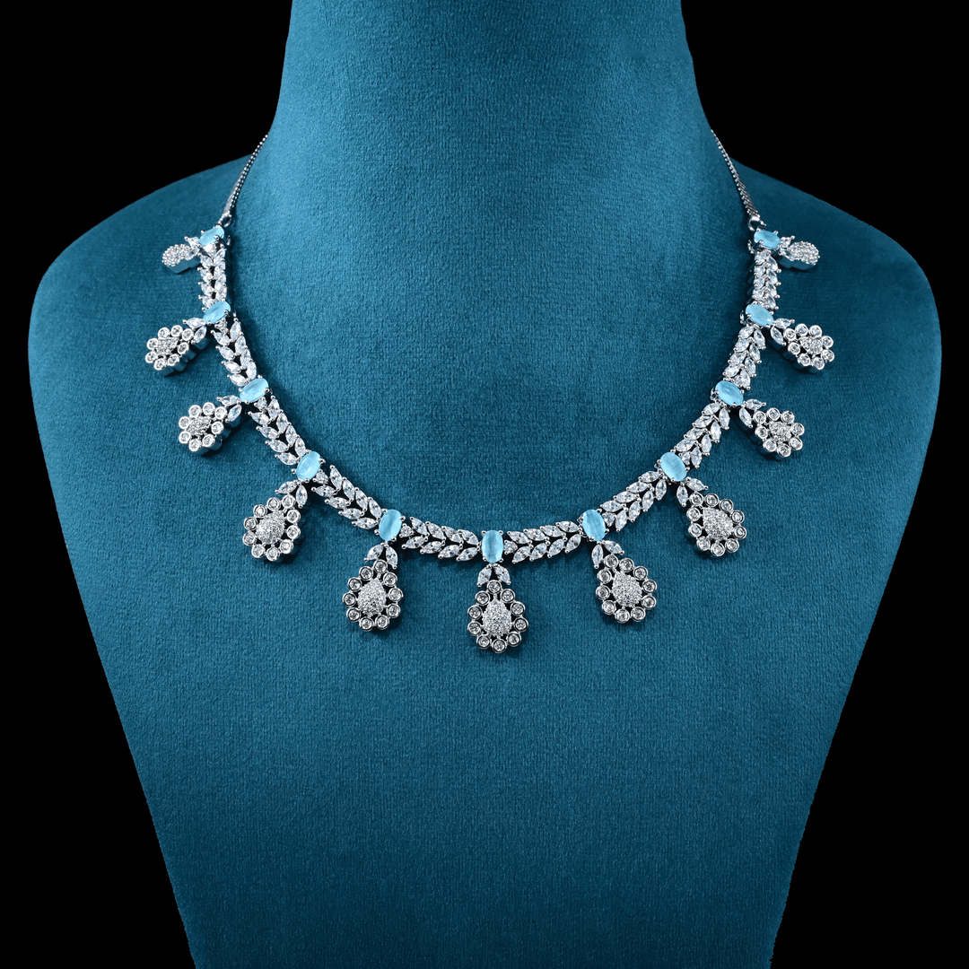 CZ White Rhodium Necklace Set