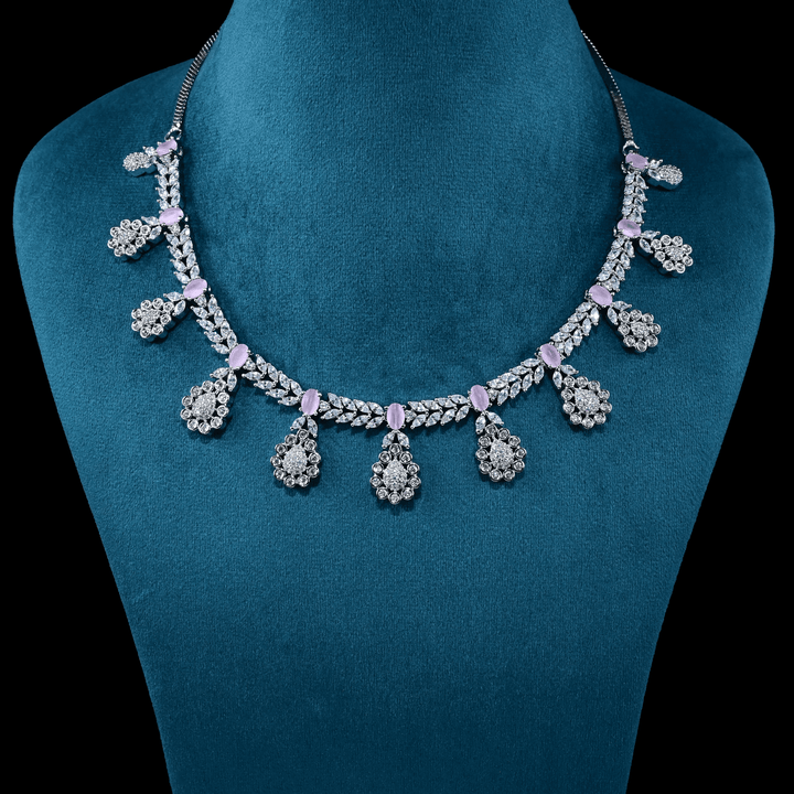 CZ White Rhodium Necklace Set