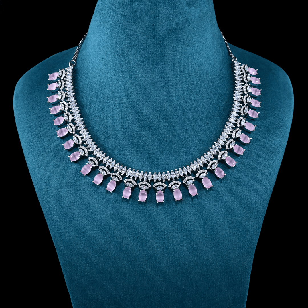 CZ White Rhodium Necklace Set