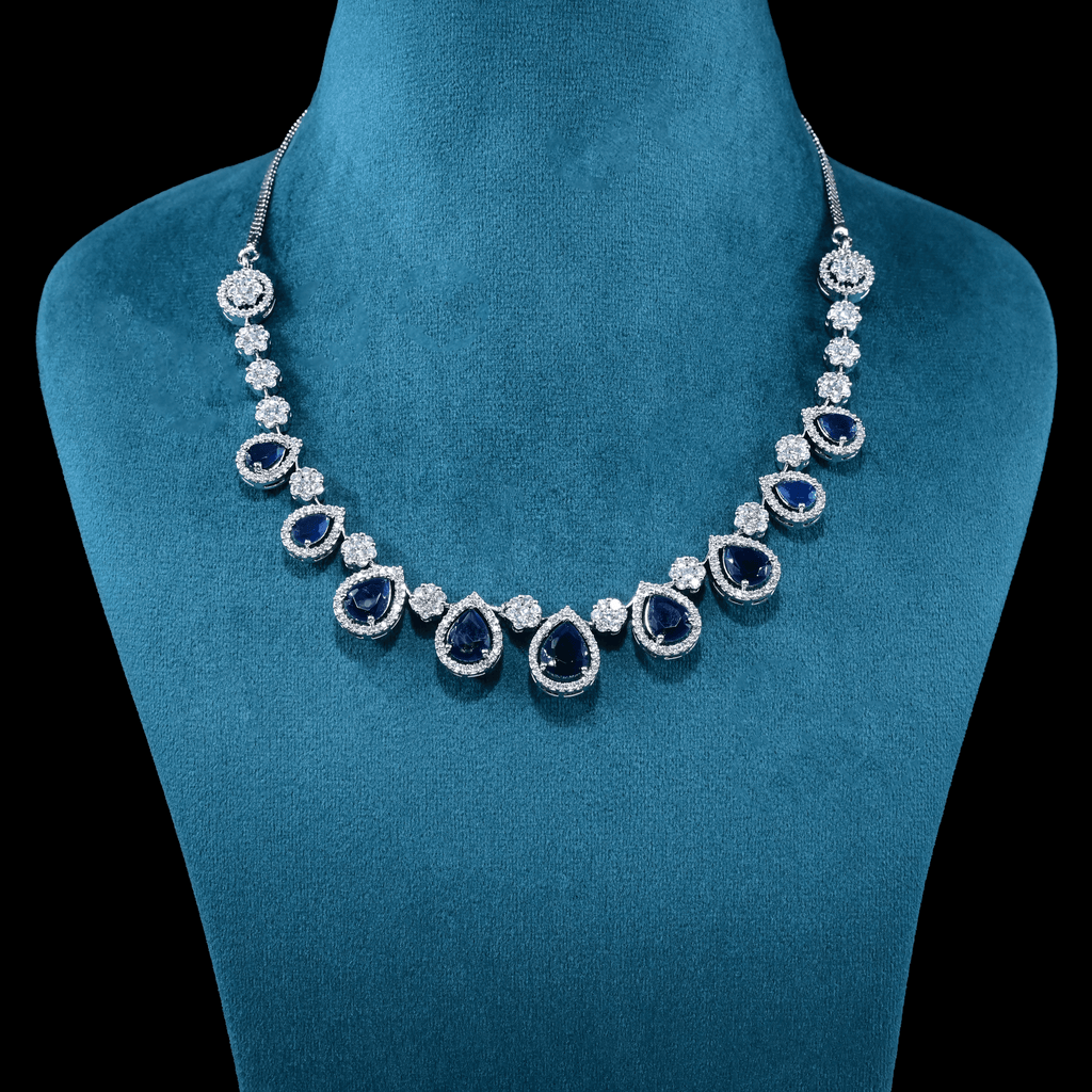 CZ White Rhodium Necklace Set