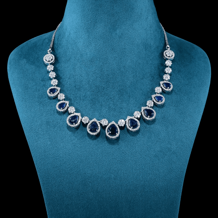 CZ White Rhodium Necklace Set