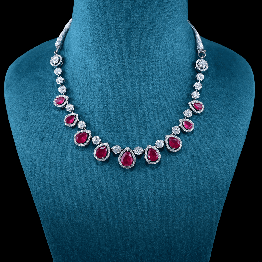 CZ White Rhodium Necklace Set