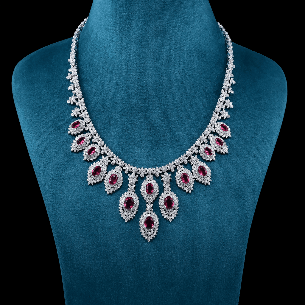 CZ White Rhodium Necklace Set