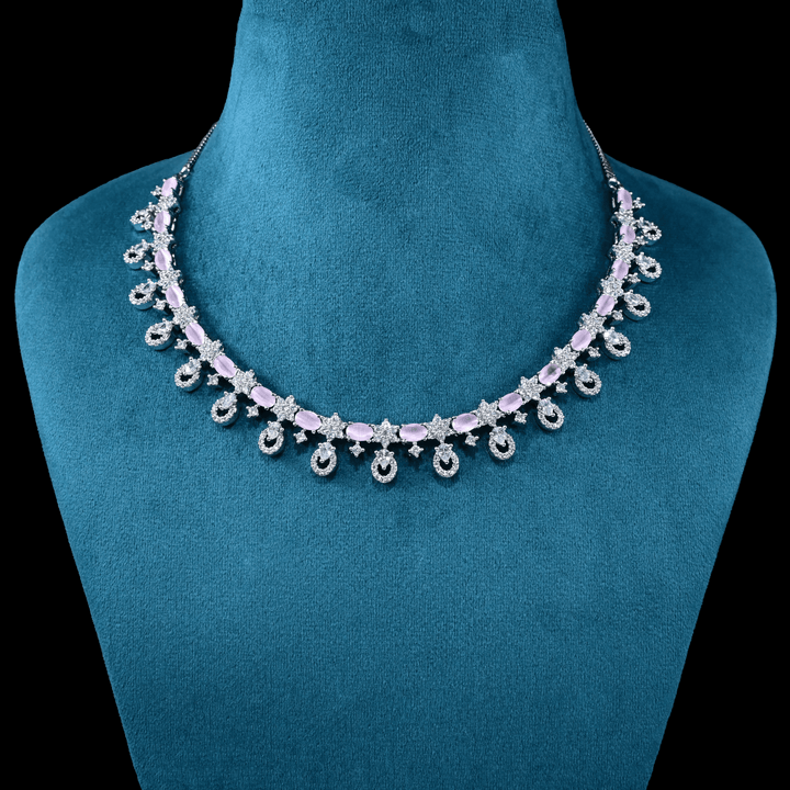 CZ White Rhodium Necklace Set