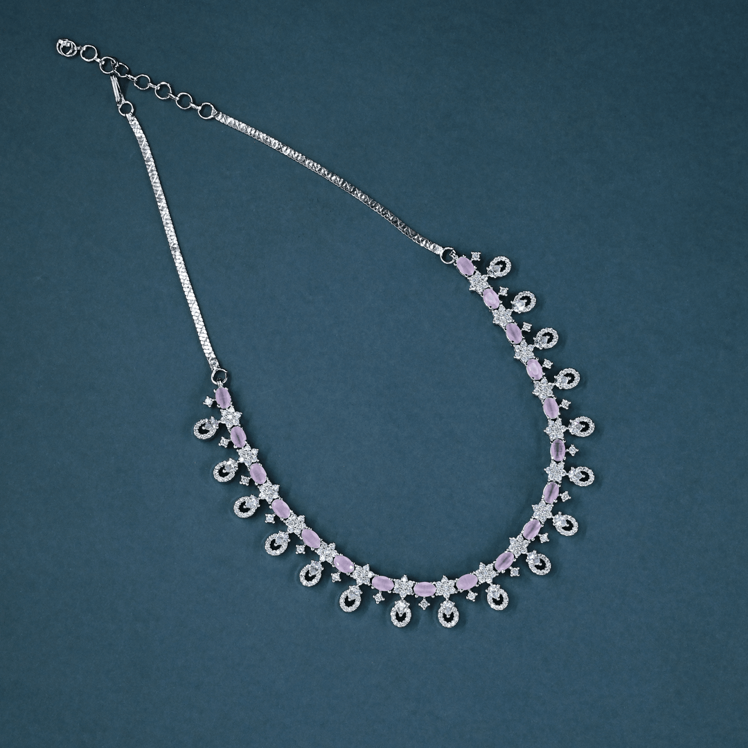 CZ White Rhodium Necklace Set