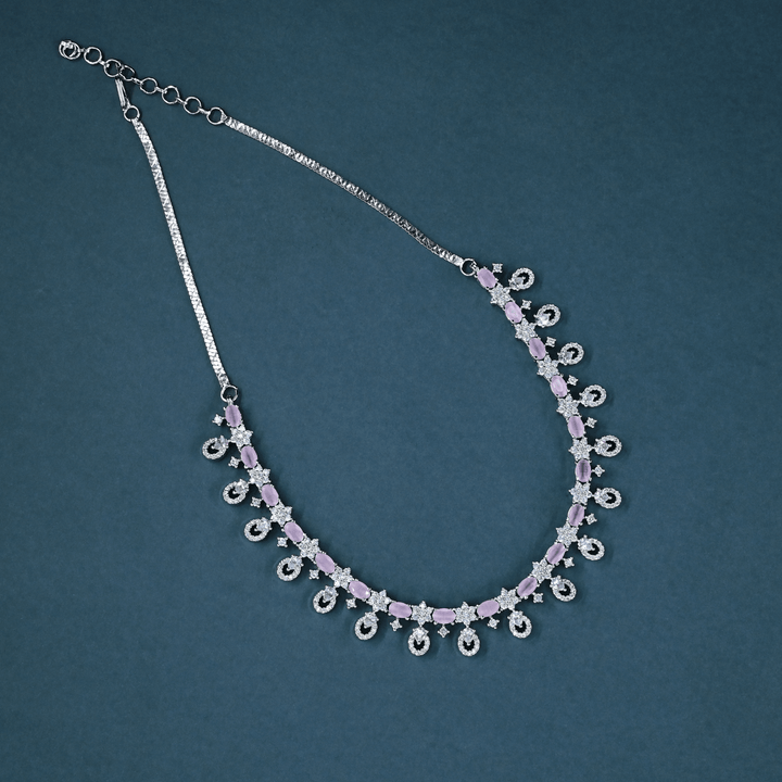 CZ White Rhodium Necklace Set