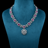 CZ White Rhodium Heavy Necklace Set