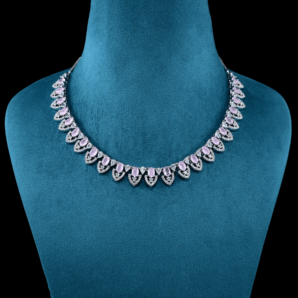 CZ White Rhodium Necklace Set