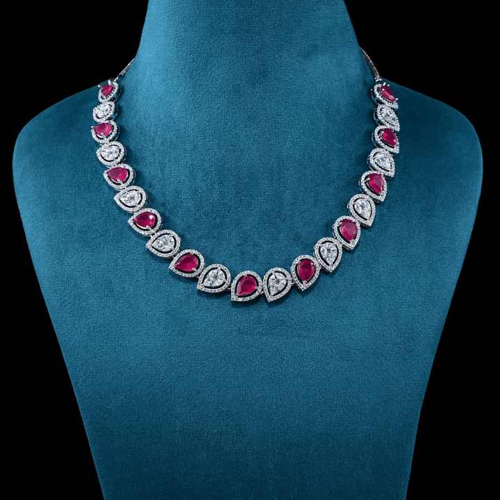 CZ White Rhodium Necklace Set