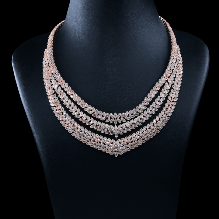 CZ Rose Gold Heavy Necklace Set