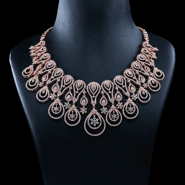 CZ Rose Gold Heavy Necklace Set