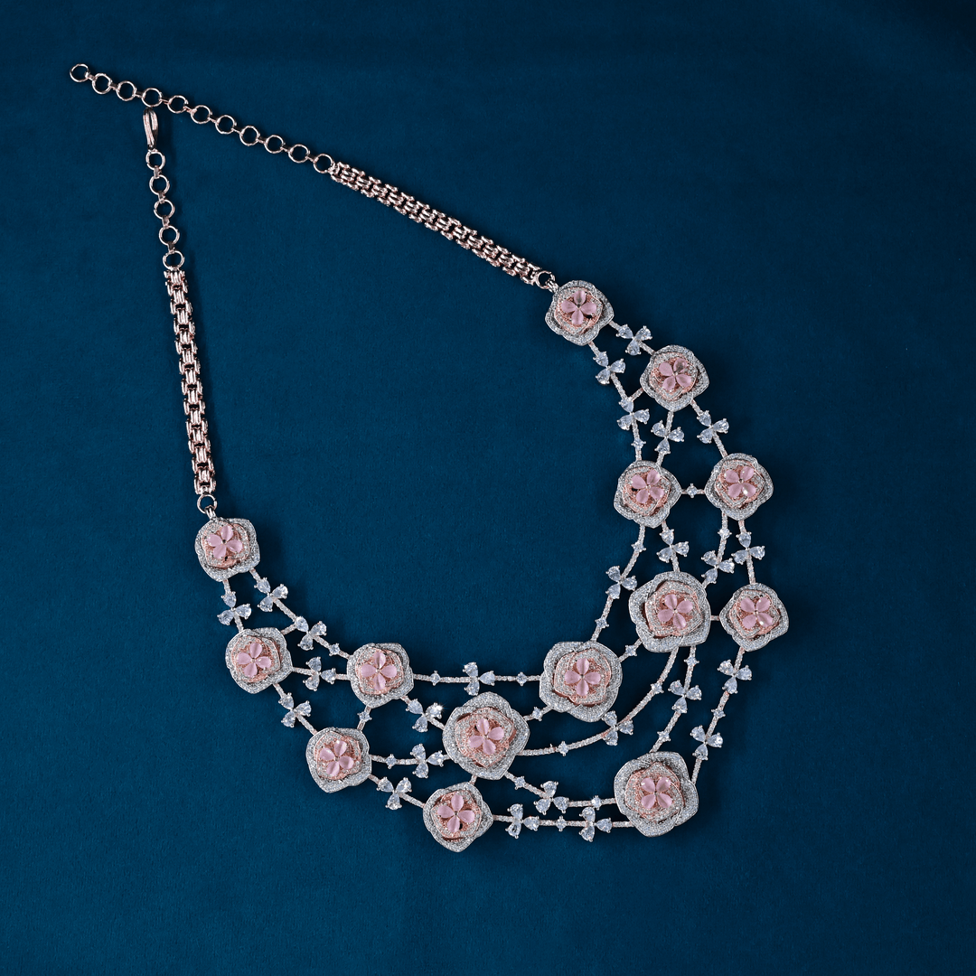 CZ Rose Gold Heavy Necklace Set