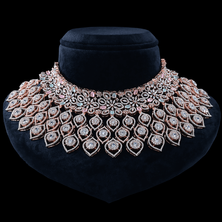 CZ Rose Gold Heavy Necklace Set