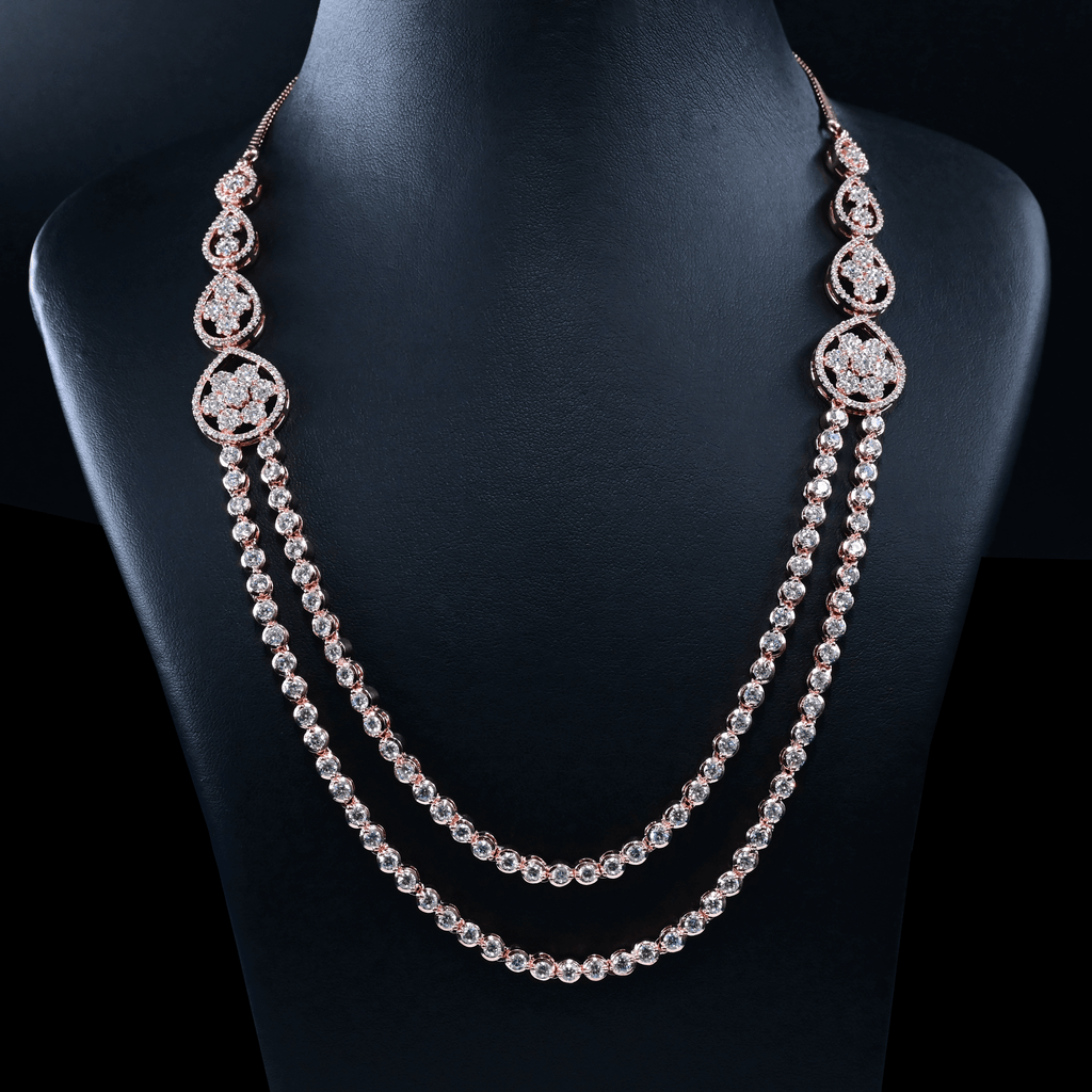 CZ Rose Gold Heavy Necklace Set